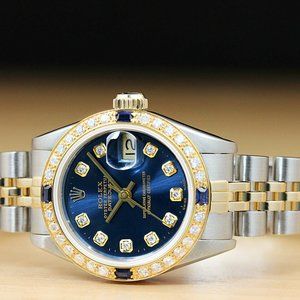 Rolex 18k Ladies Blue Sapphire Watch! Mint!